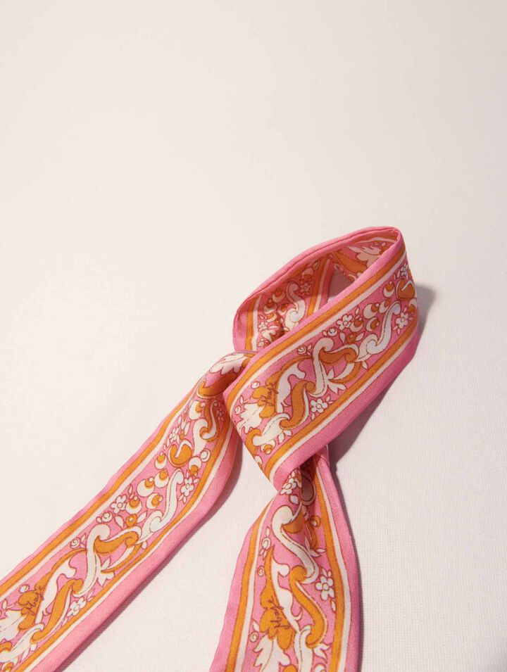 Foulard nastro 90x5 cm stampa fiori