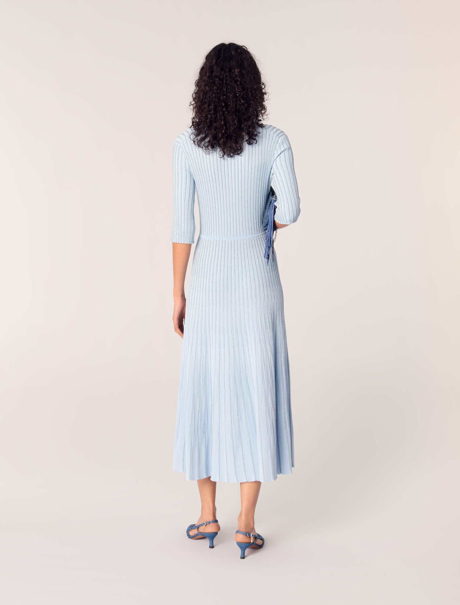 Abito midi in maglia a coste