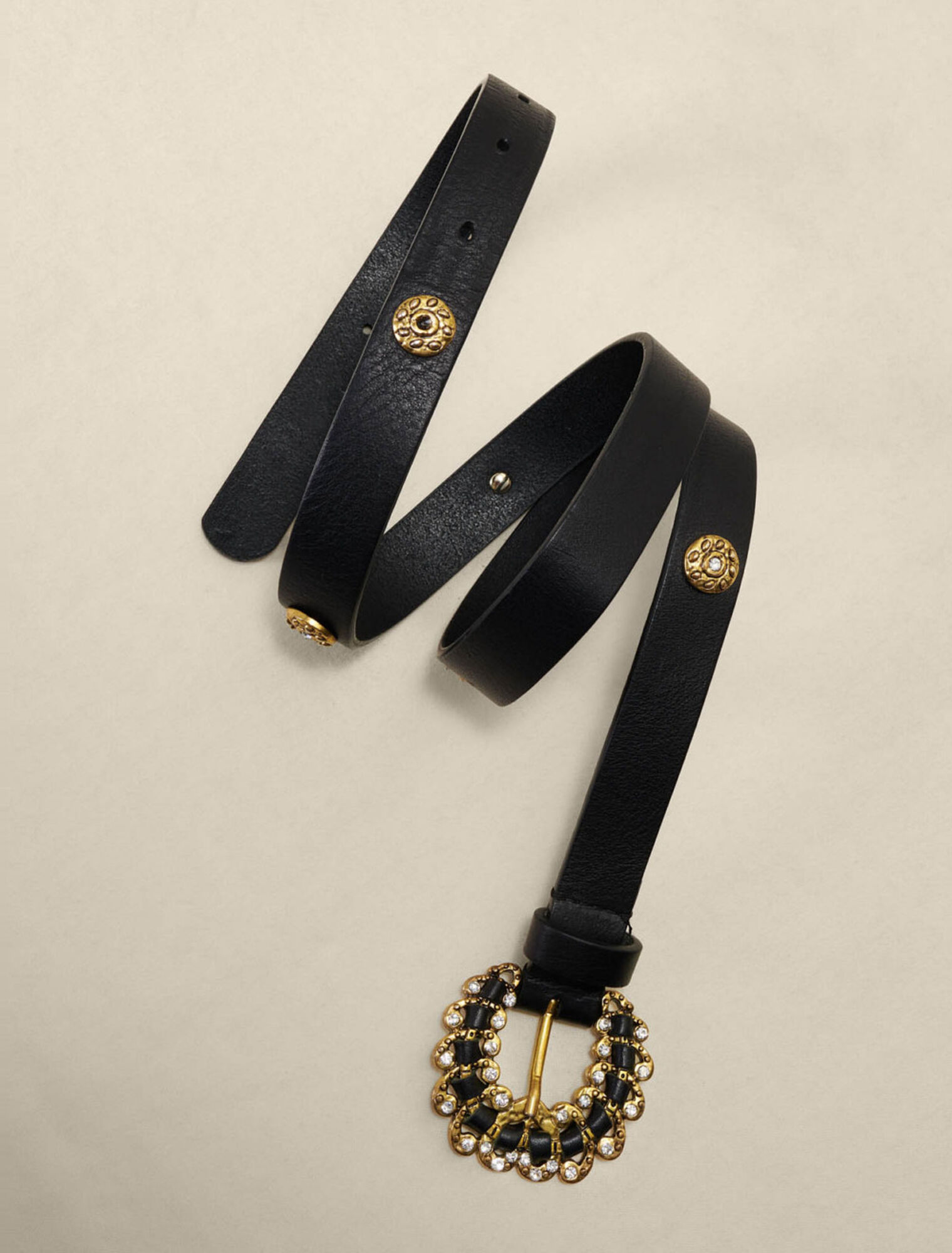 Cintura in pelle con strass