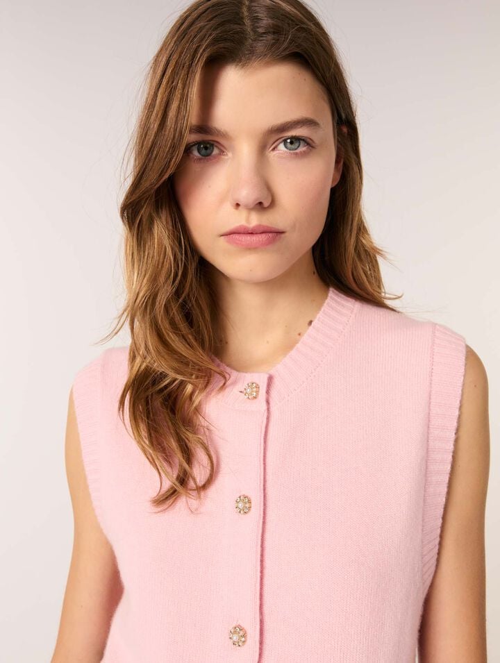 Cardigan in lana senza maniche