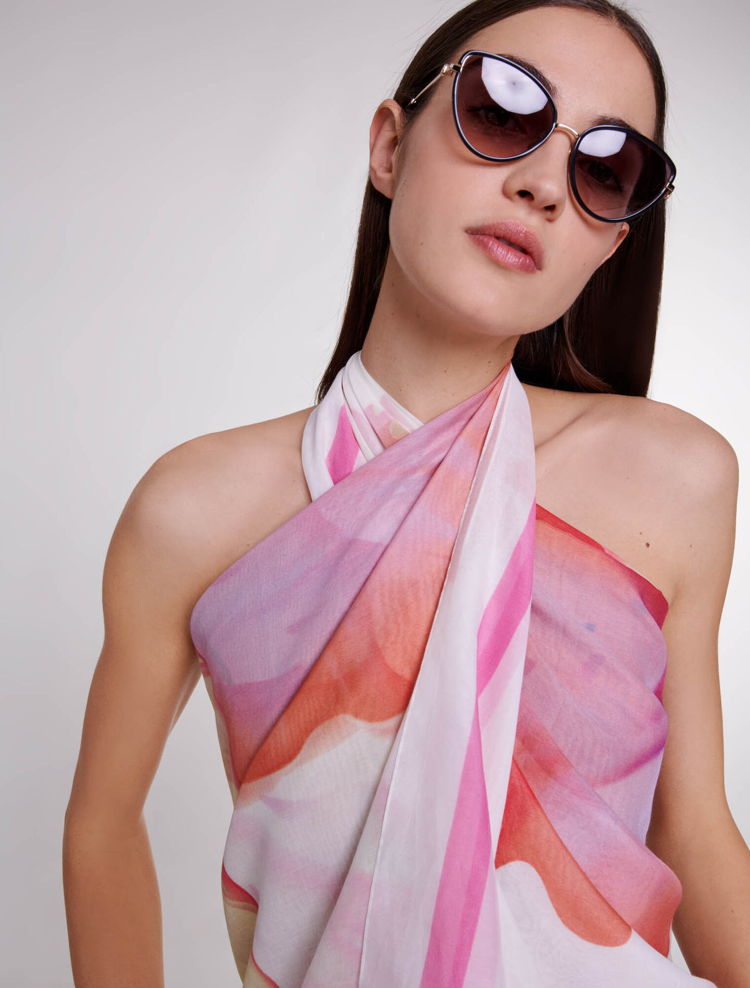 Pareo in cotone con stampa a fiori