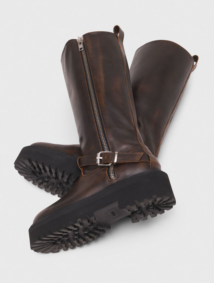 Stivali biker in pelle