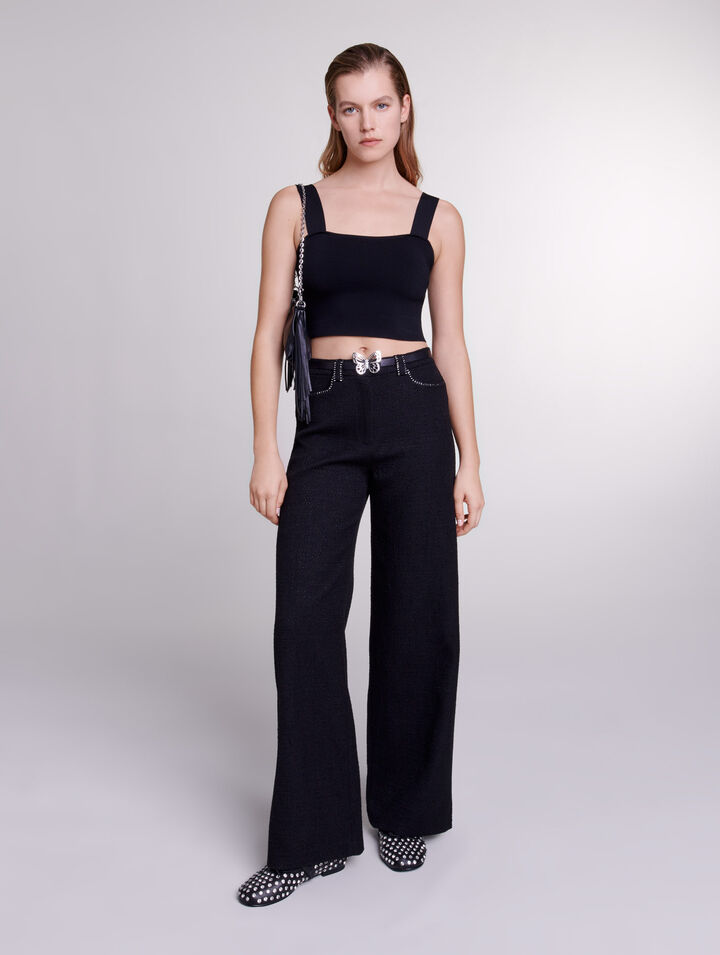 Pantaloni larghi in tweed