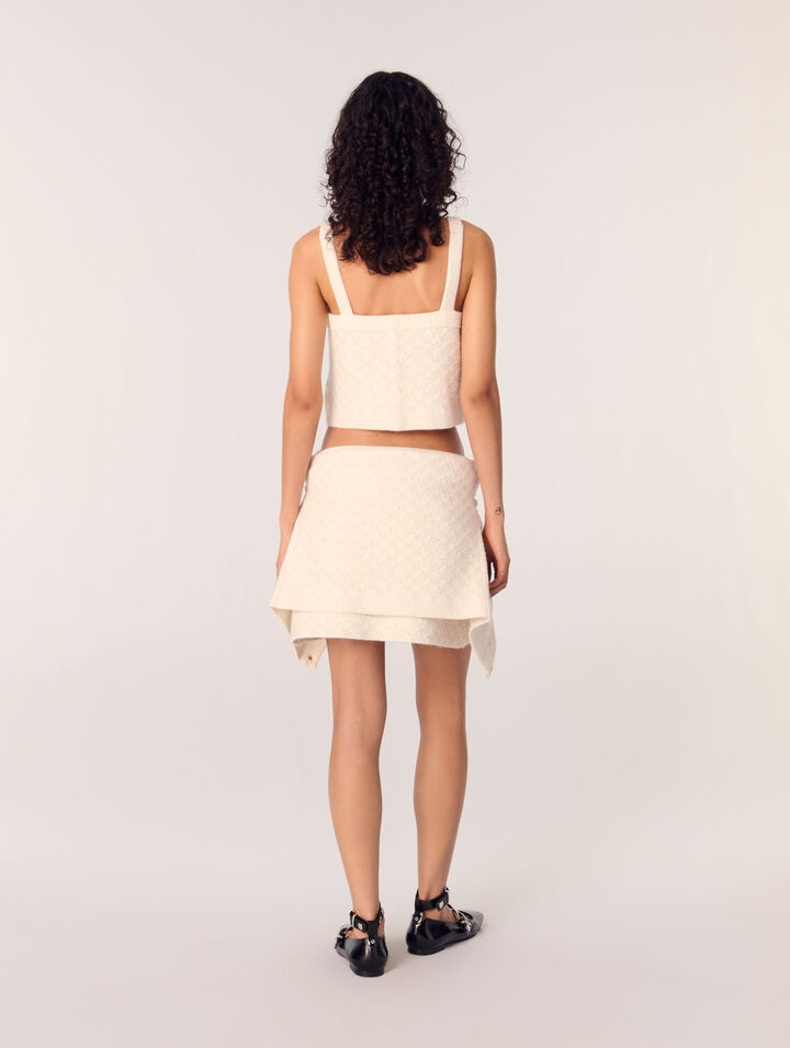 Top corto in maglia effetto tweed