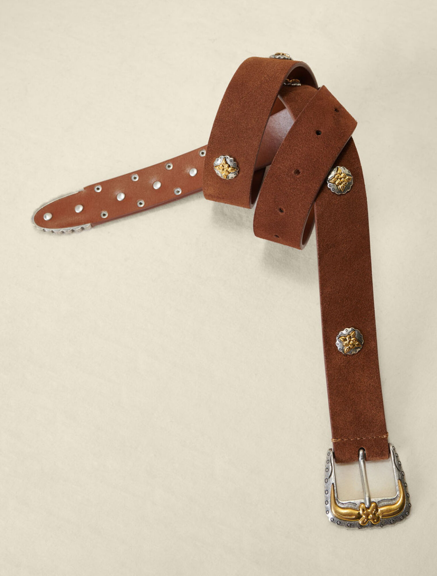 Cintura western in pelle scamosciata