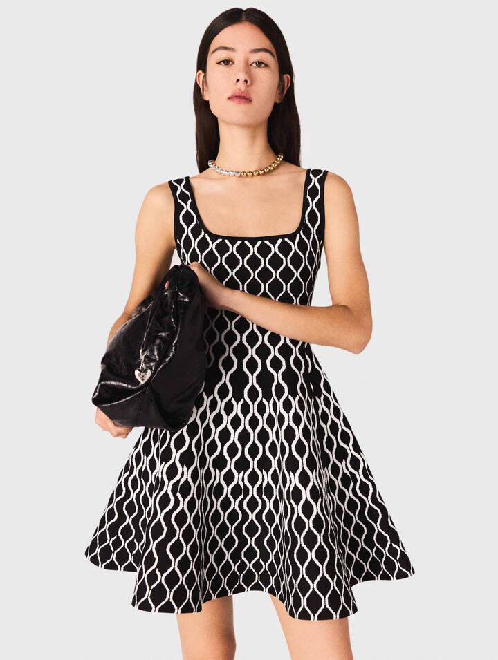 Abito corto in maglia jacquard