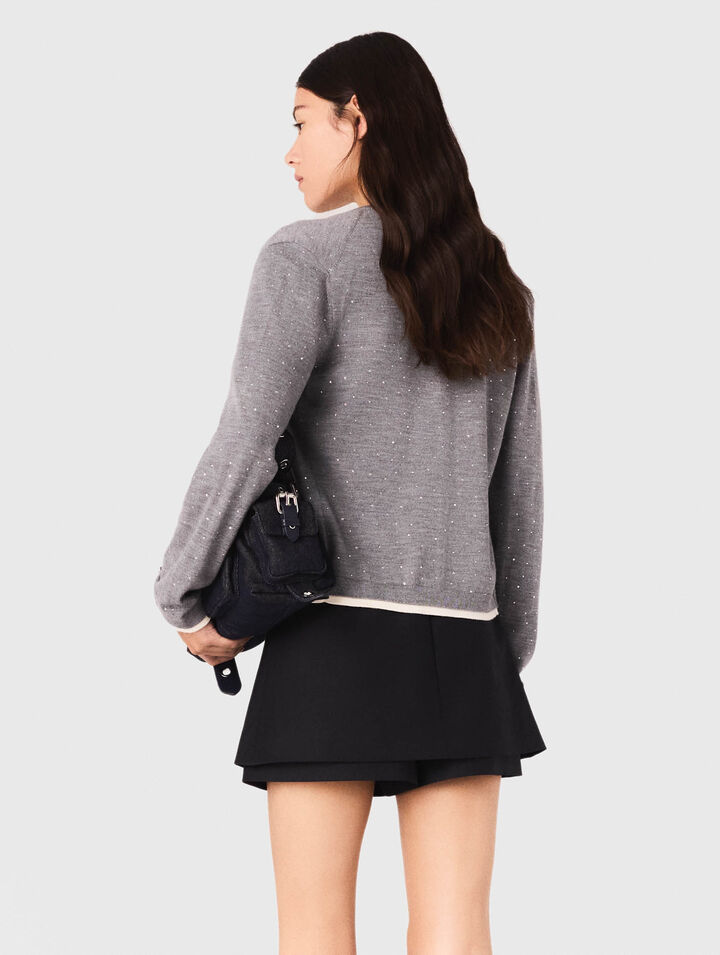 Cardigan 100% lana con strass