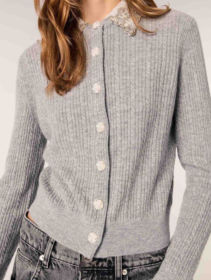 Cardigan con colletto rimovibile
