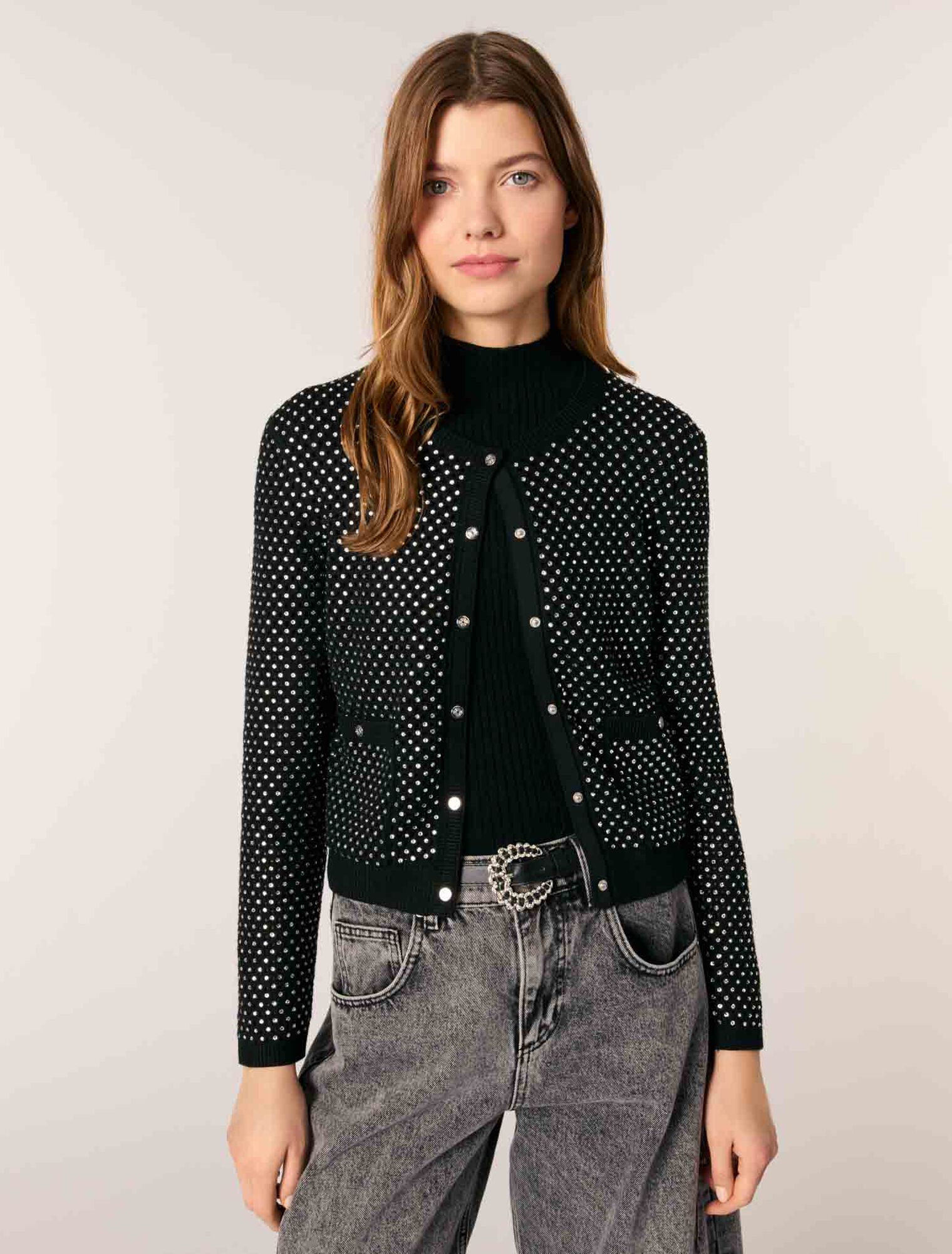 Cardigan con strass