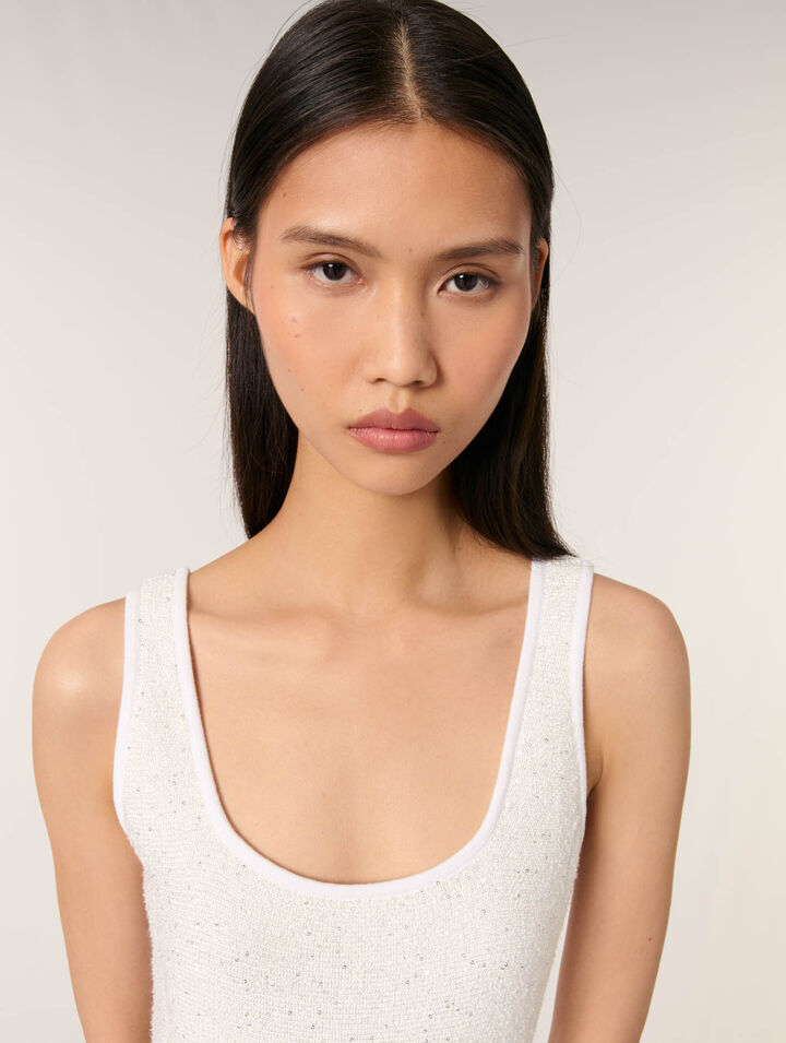 Abito corto in maglia paillettes