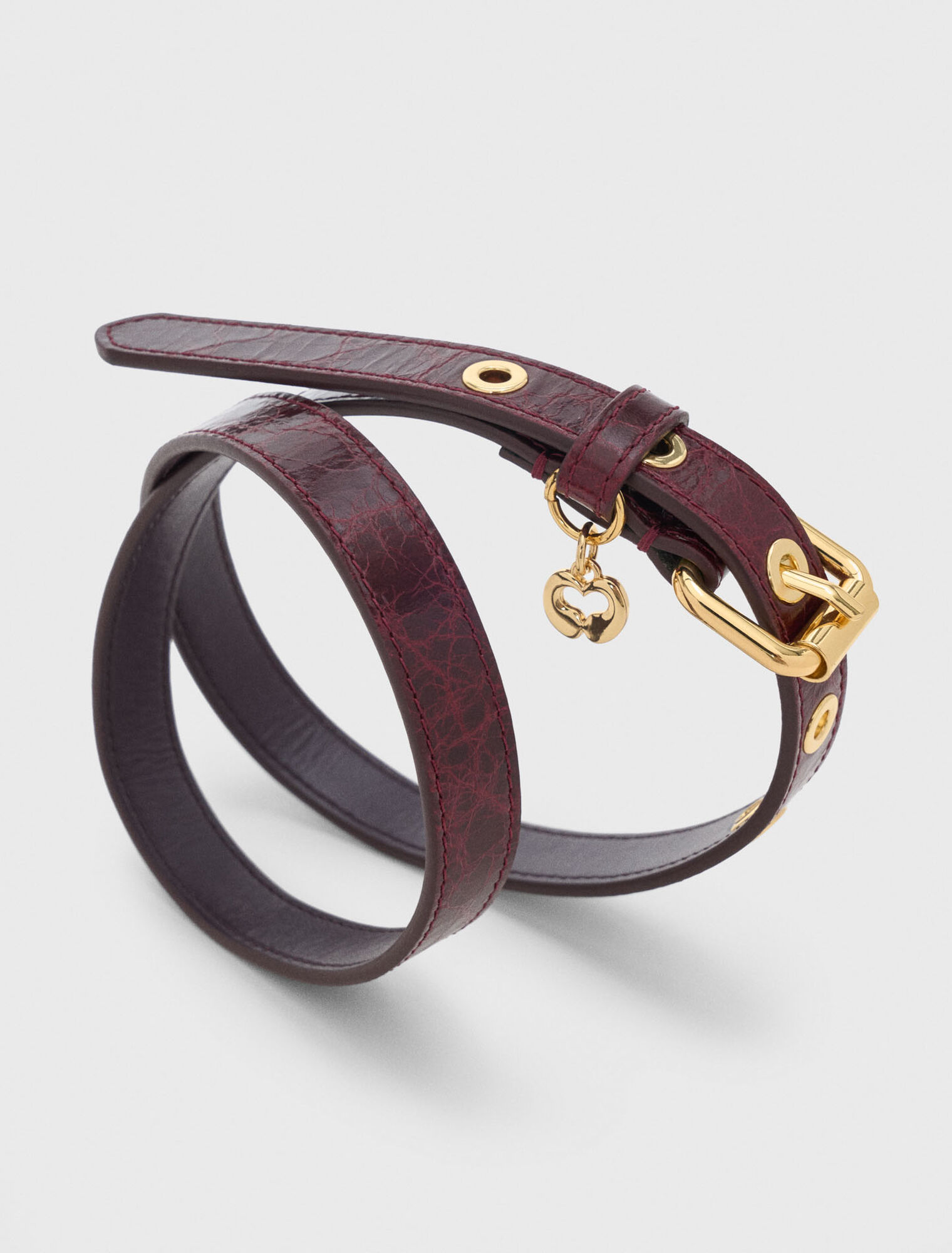 Cintura fine in pelle con occhielli