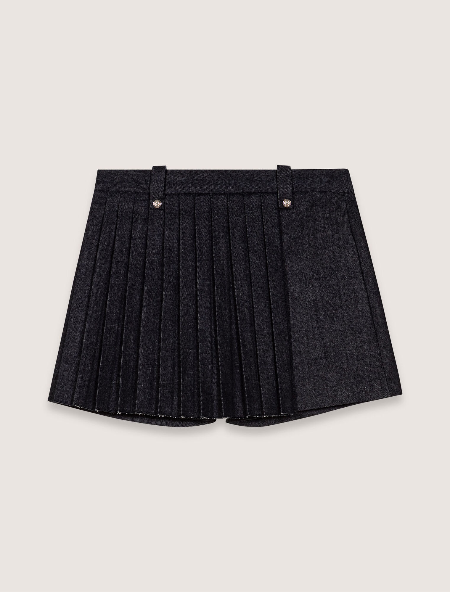 Shorts trompe-l'œil denim a pieghe