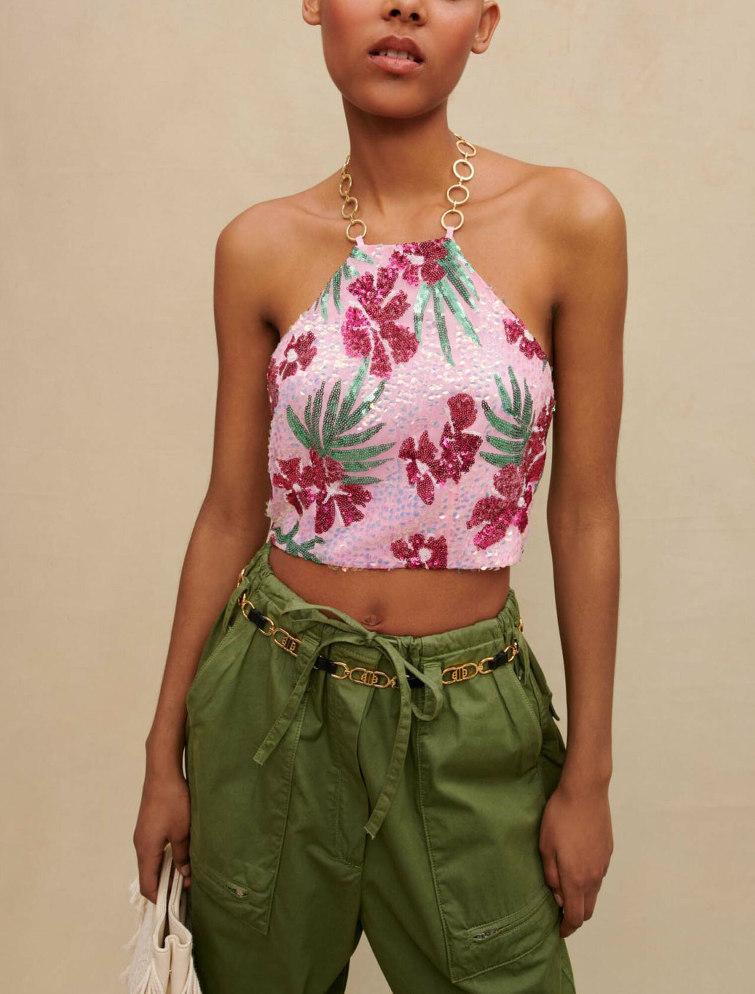 Top con paillettes ibiscus