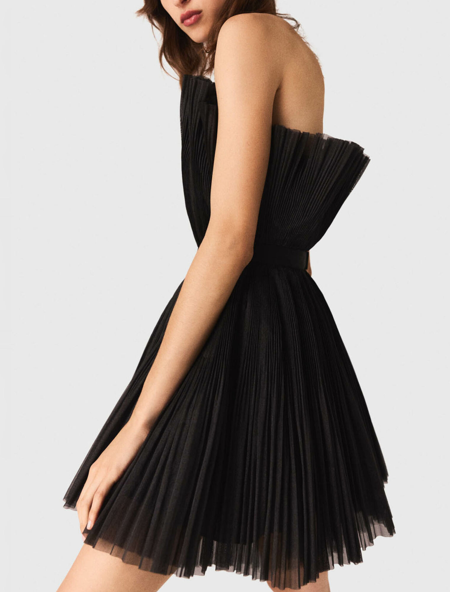 Abito bustier in tulle e organza