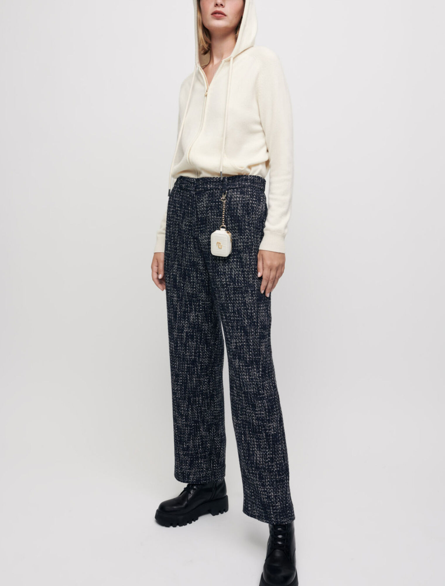 Pantaloni larghi stile tweed