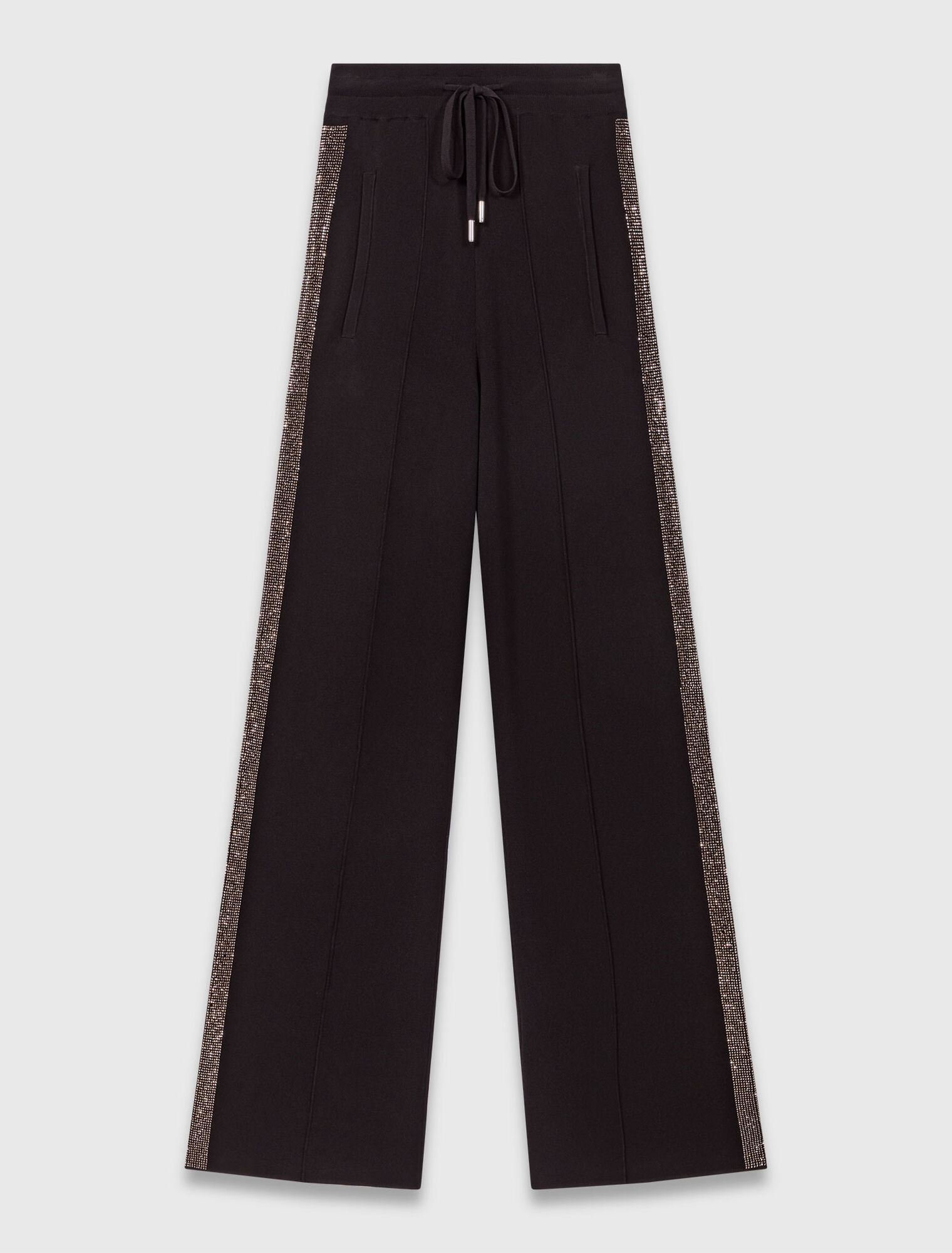 Pantaloni con banda strassata