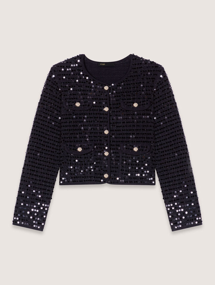 Cardigan corto con lustrini