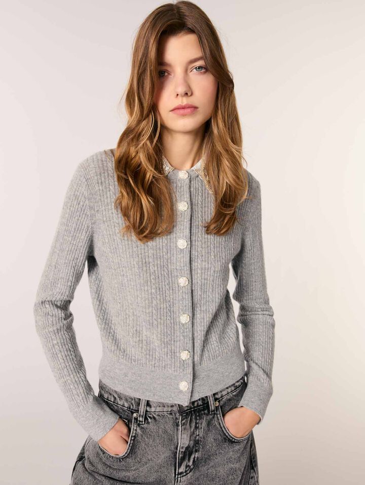 Cardigan con colletto rimovibile