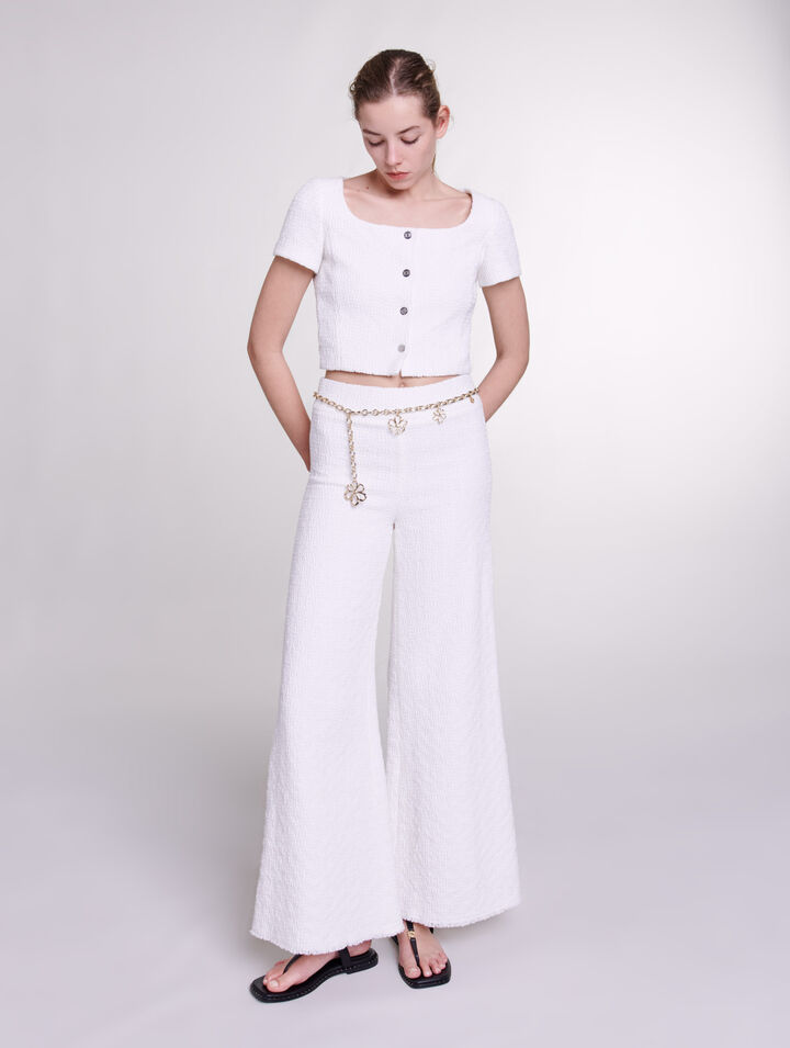 Pantaloni larghi in tweed