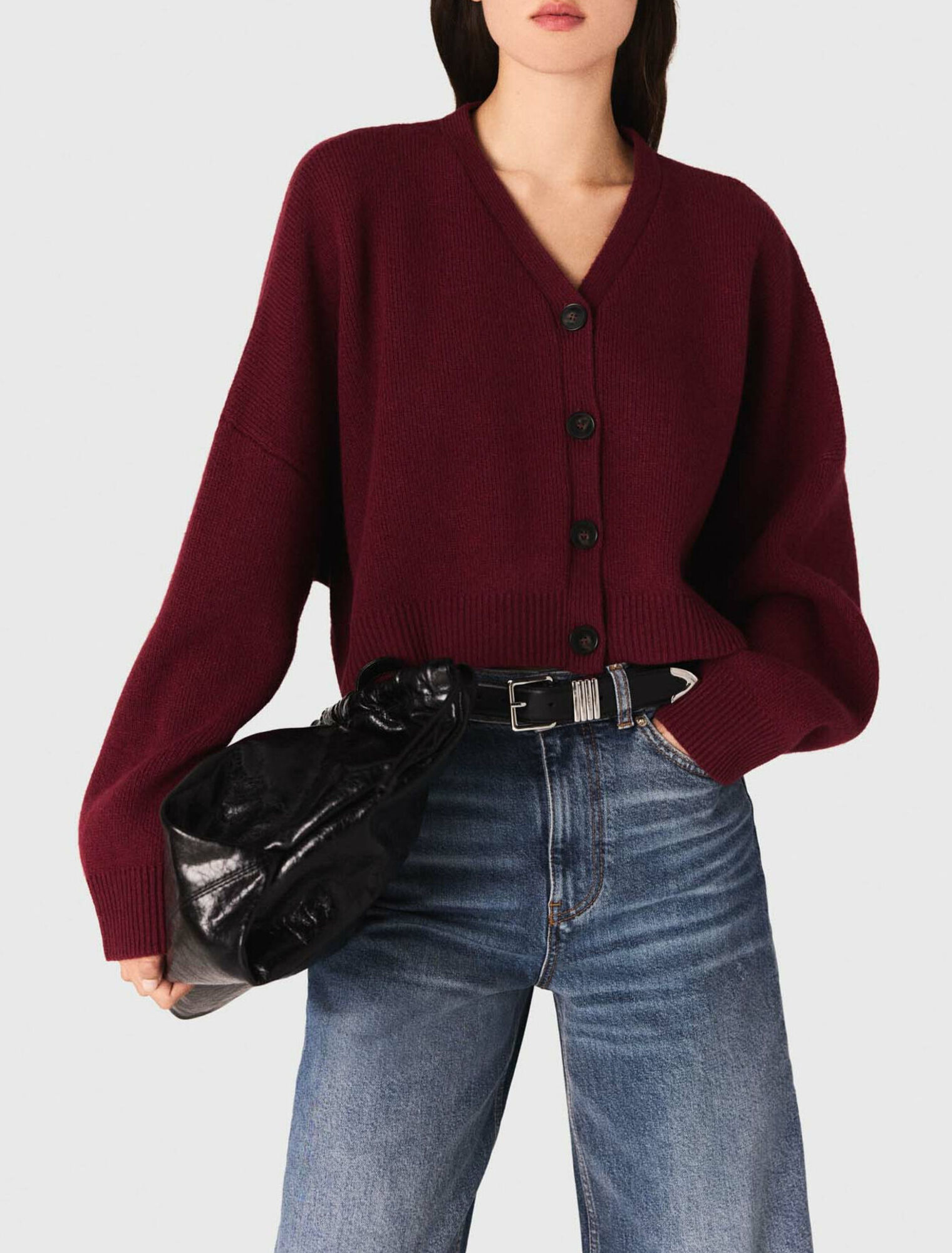 Cardigan cropped in misto lana
