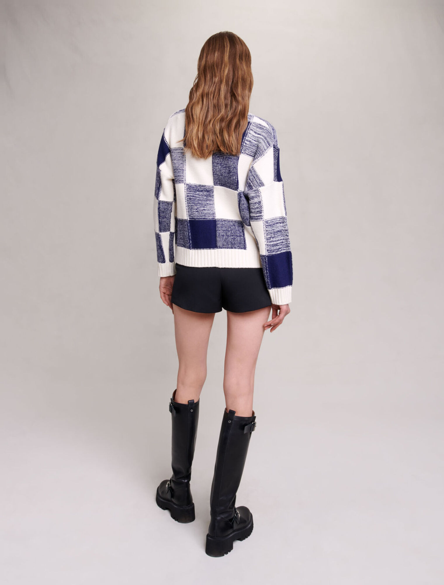 Cardigan in maglia a quadri