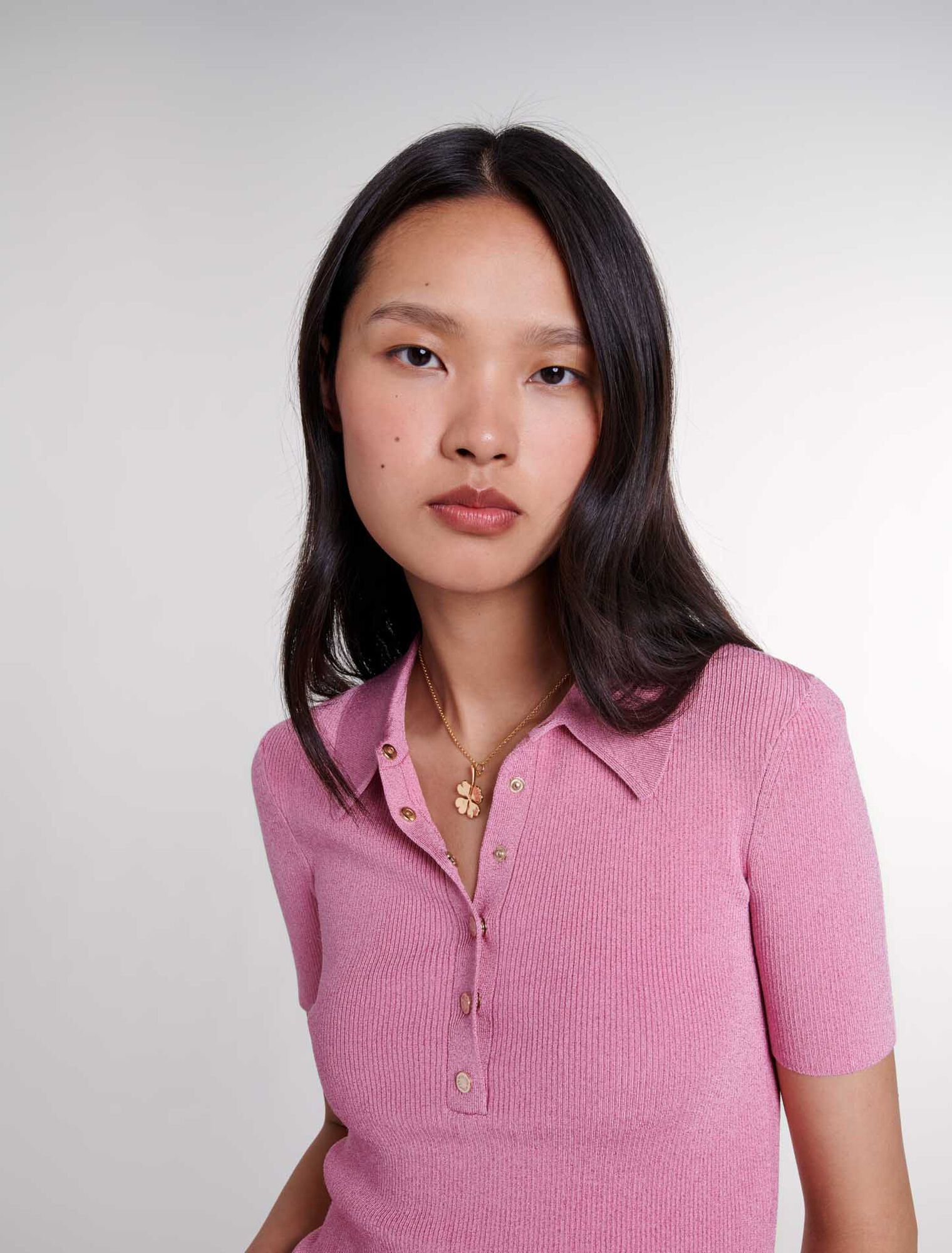 Polo in maglia scintillante