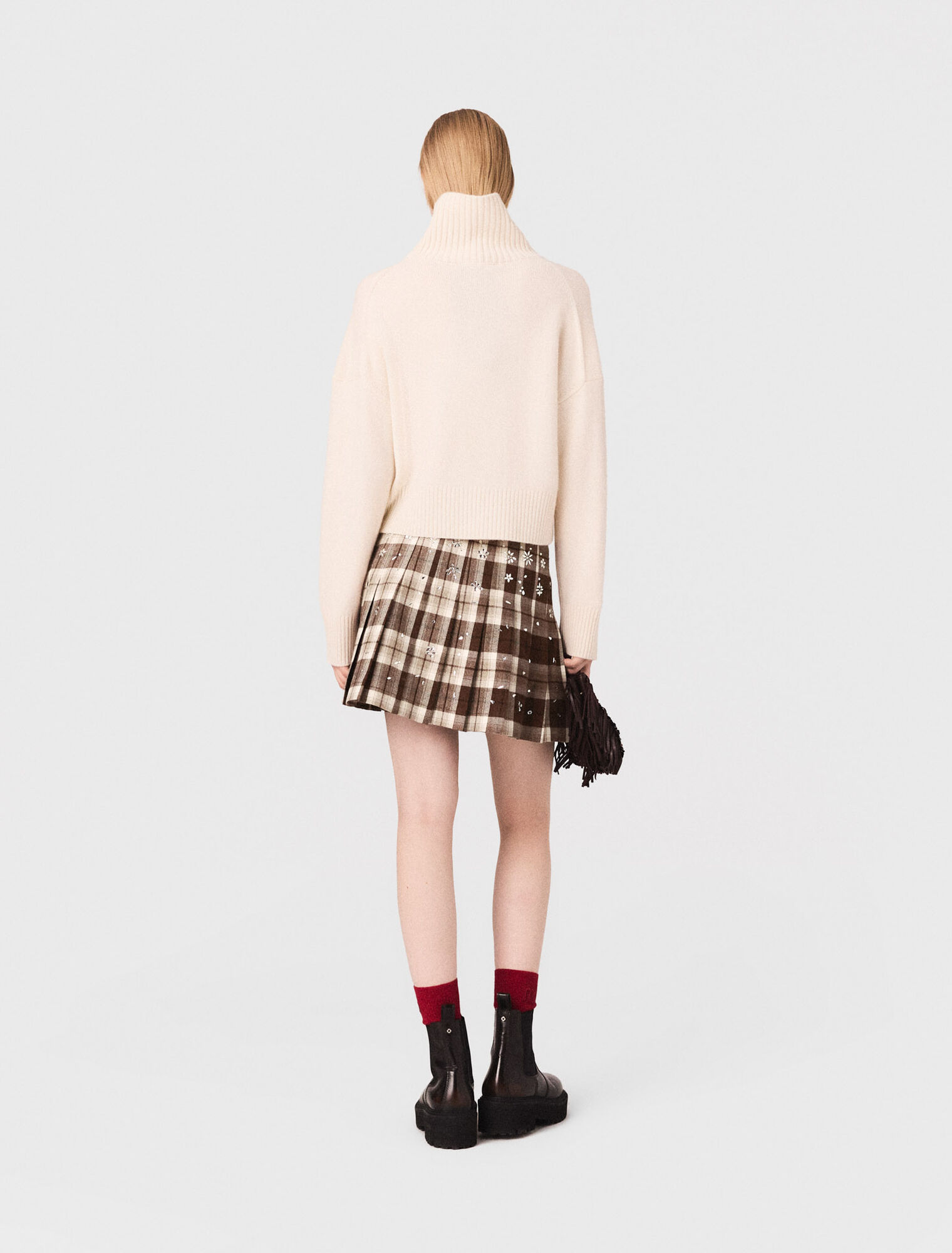 Gonna kilt a quadri con strass