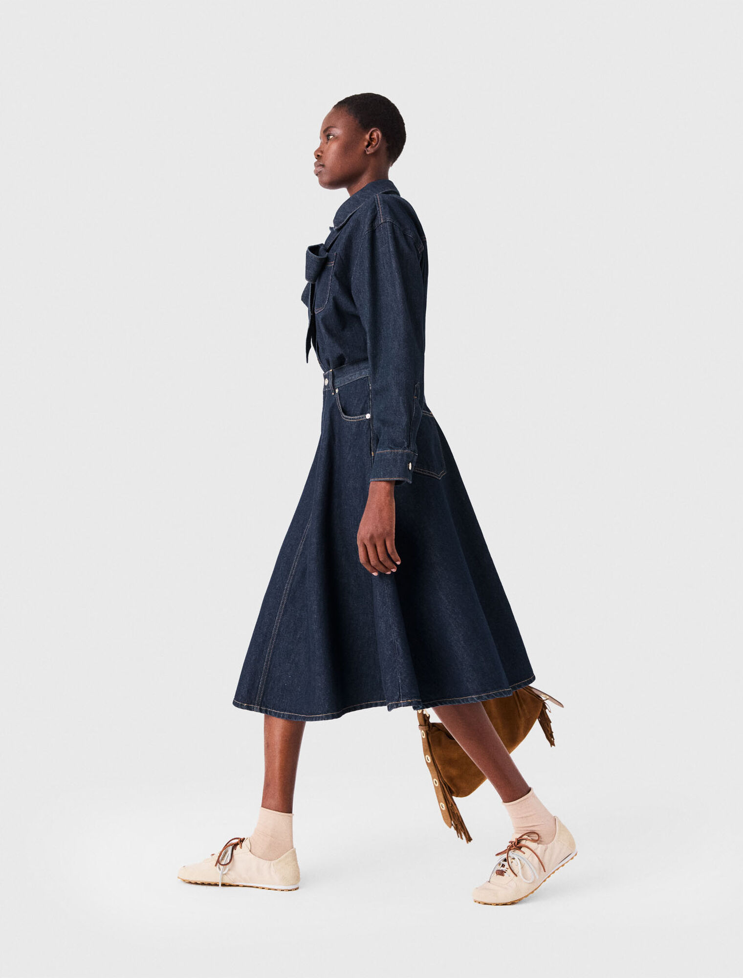 Camicia in denim con lavalli&egrave;re