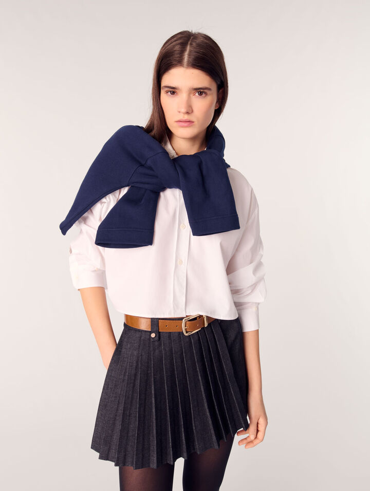 Shorts trompe-l'œil denim a pieghe