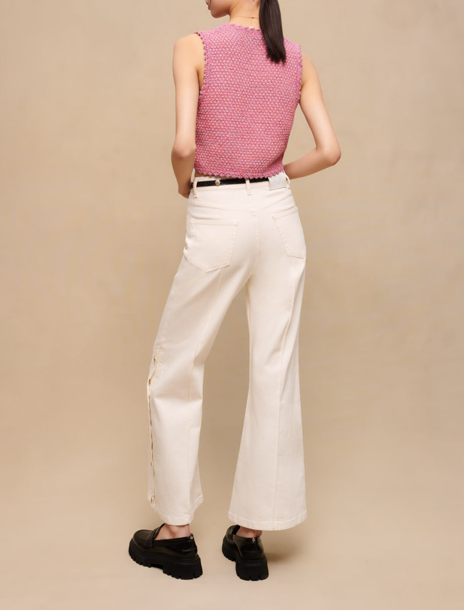 Top corto in tweed