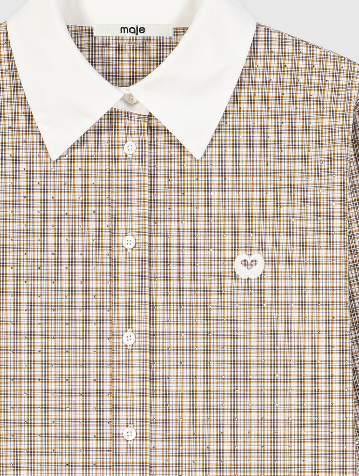 Camicia corta a quadri glitterata