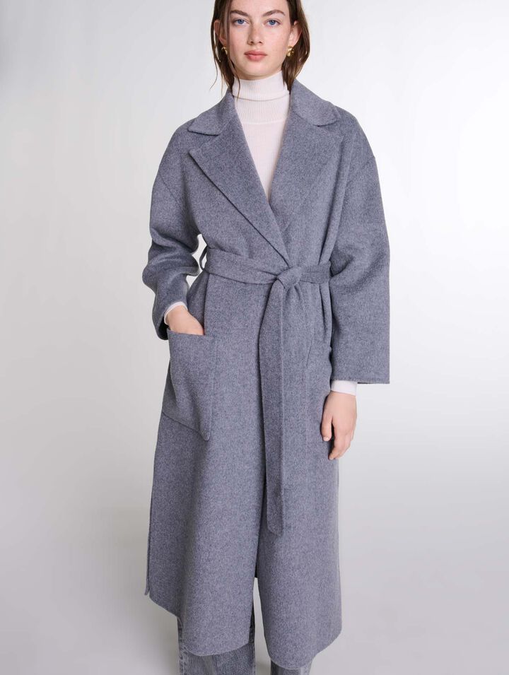 Cappotto lungo cintura double face