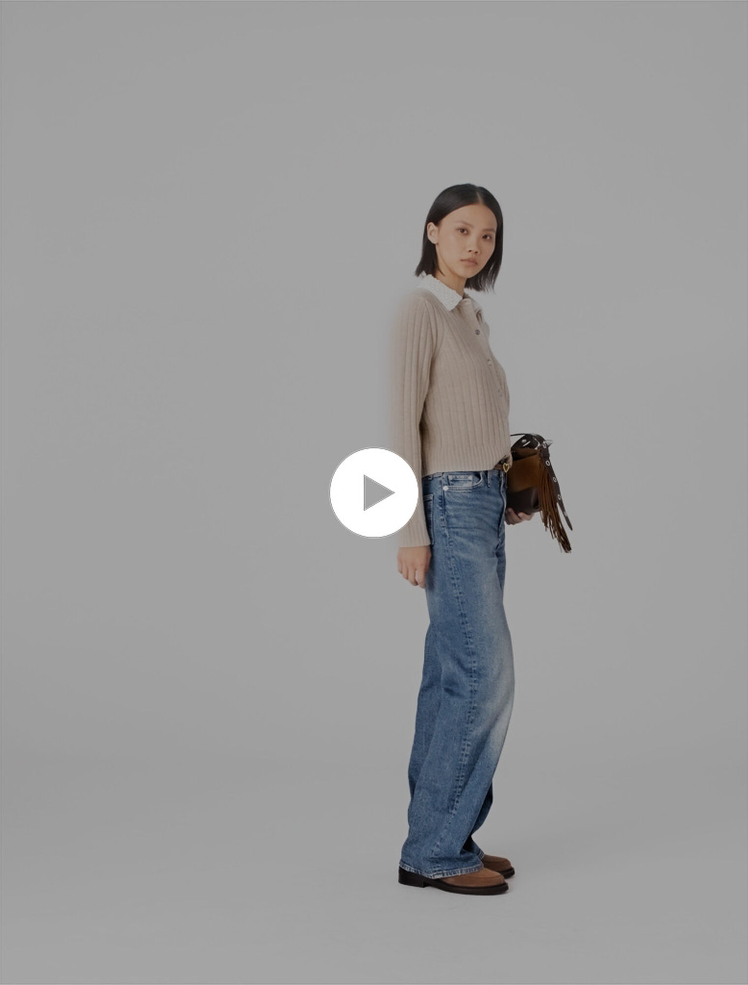 Cardigan con col perlato rimovibile