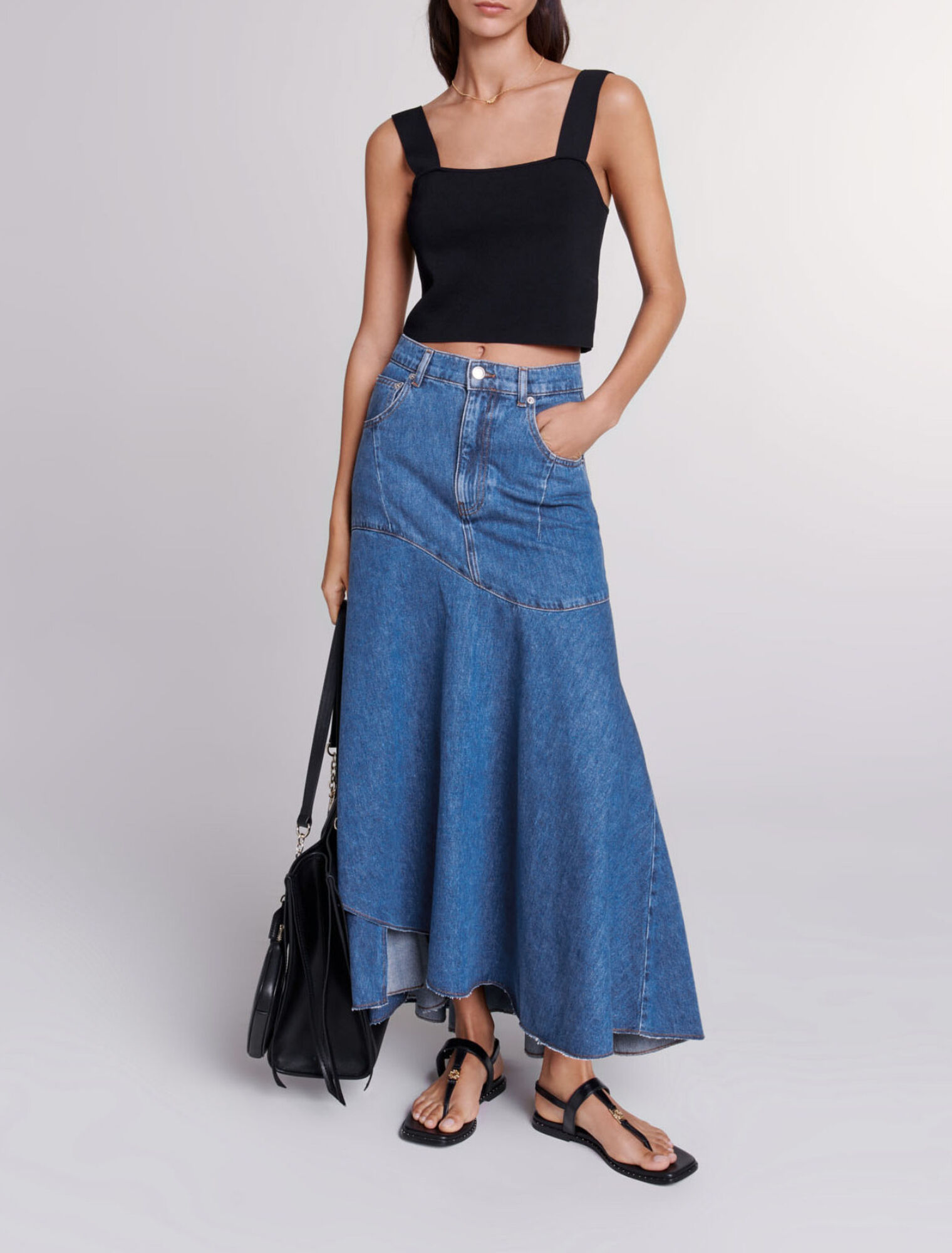 Gonna asimmetrica in denim