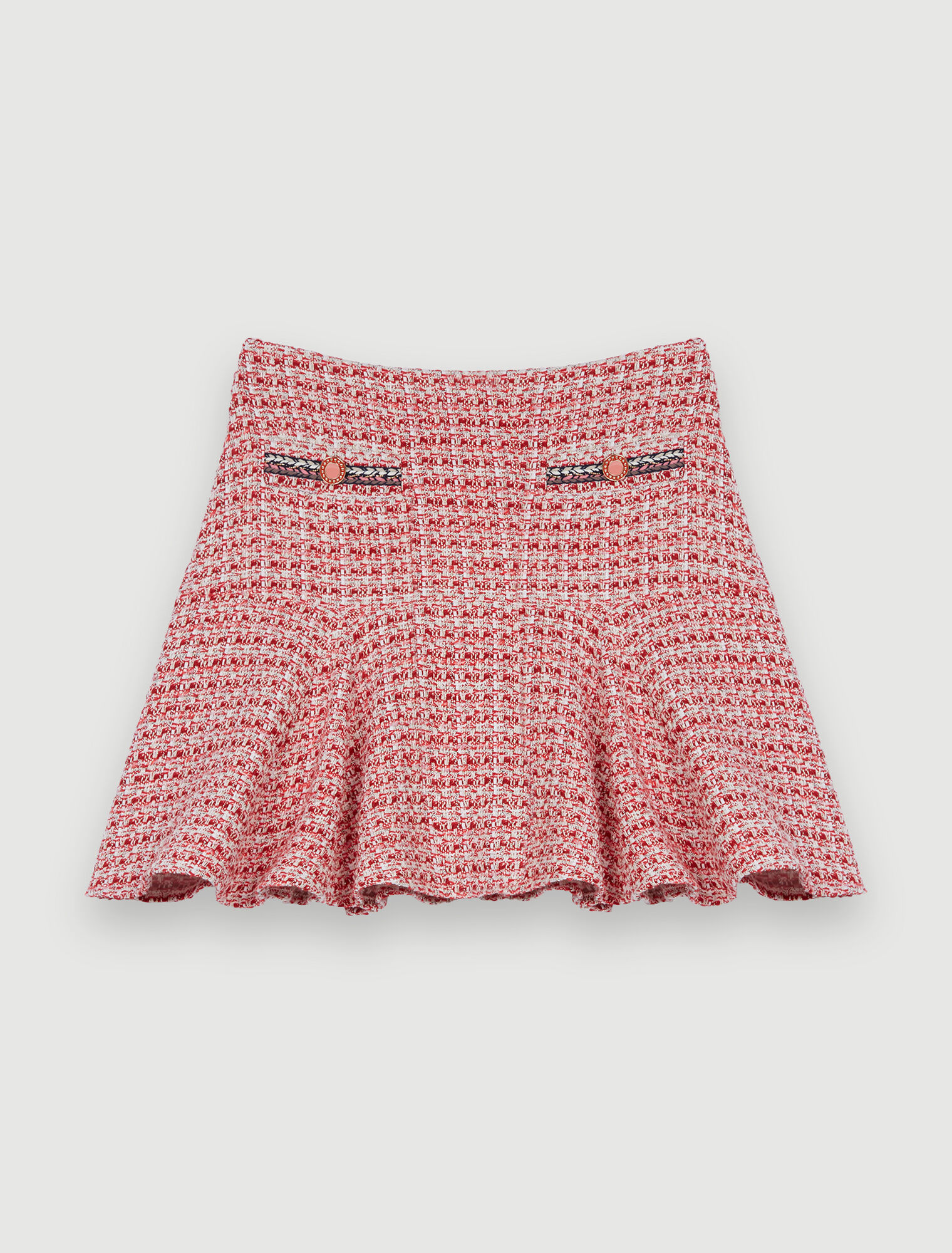 Gonna in tweed con trecce etniche