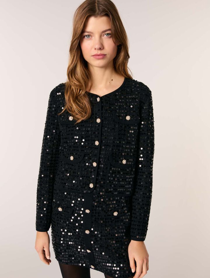 Cardigan corto con lustrini