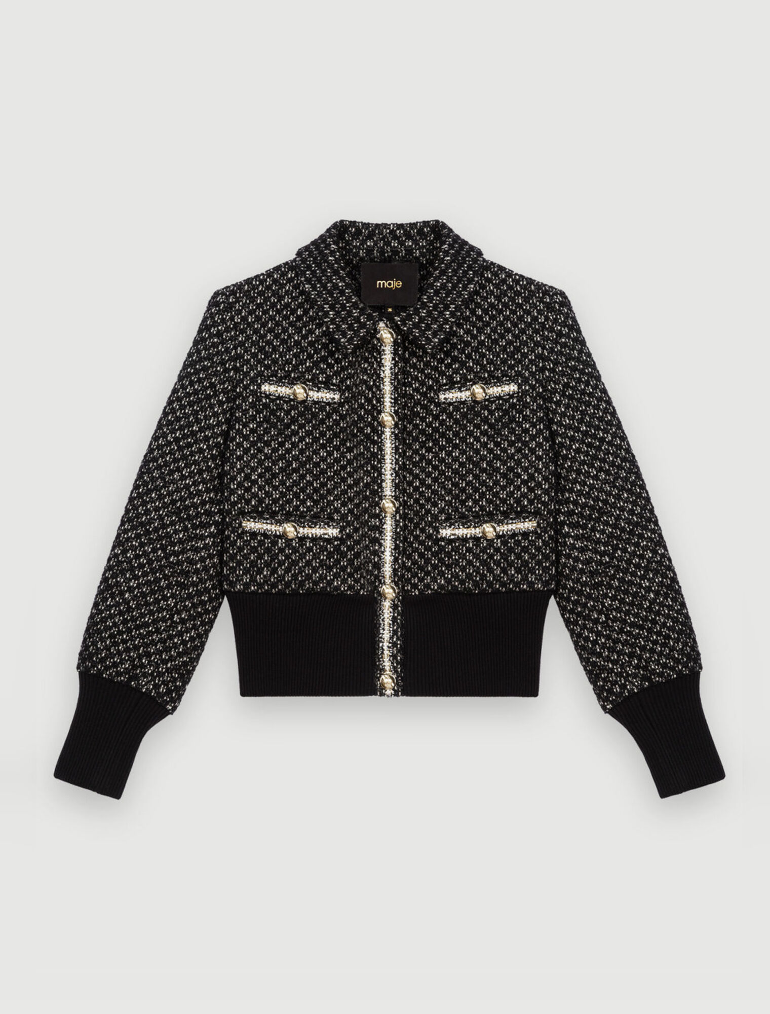 Giubbotto in tweed stretto in fondo