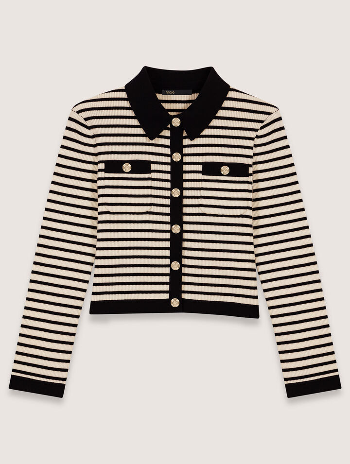 Cardigan corto in maglia a coste
