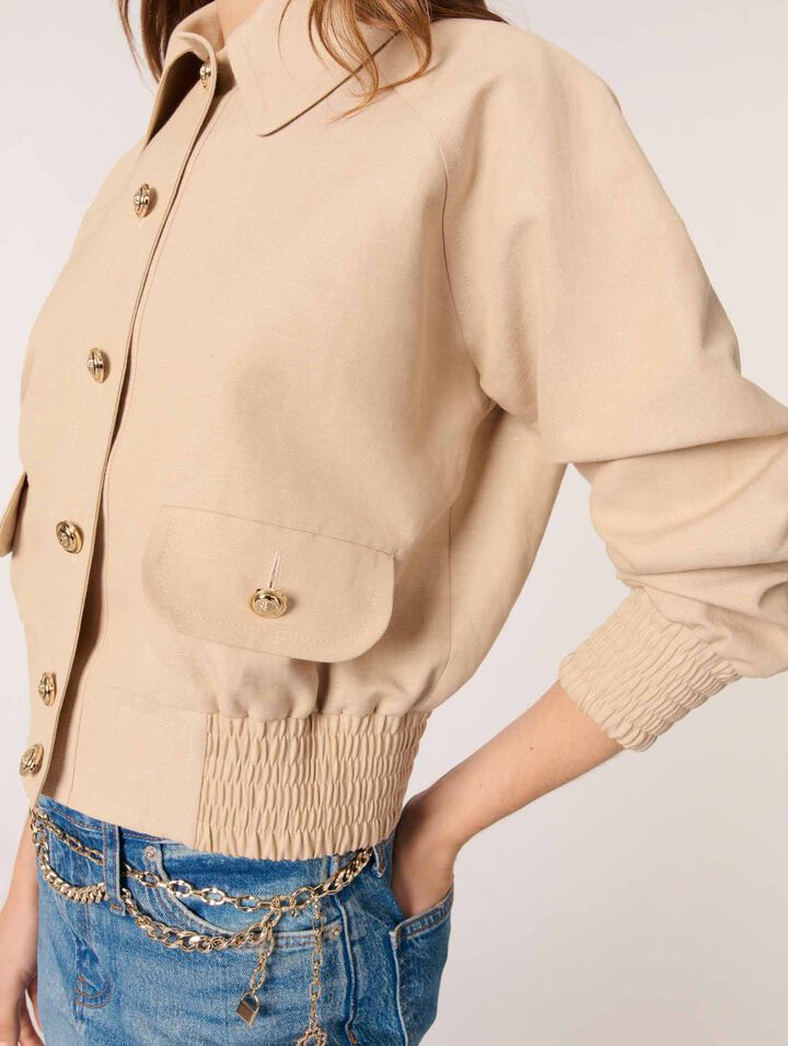 Giubbotto bomber in lino e cotone