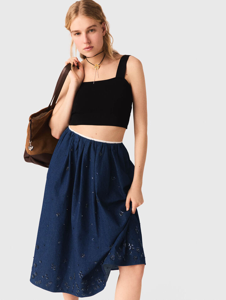 Top crop in maglia con spalline