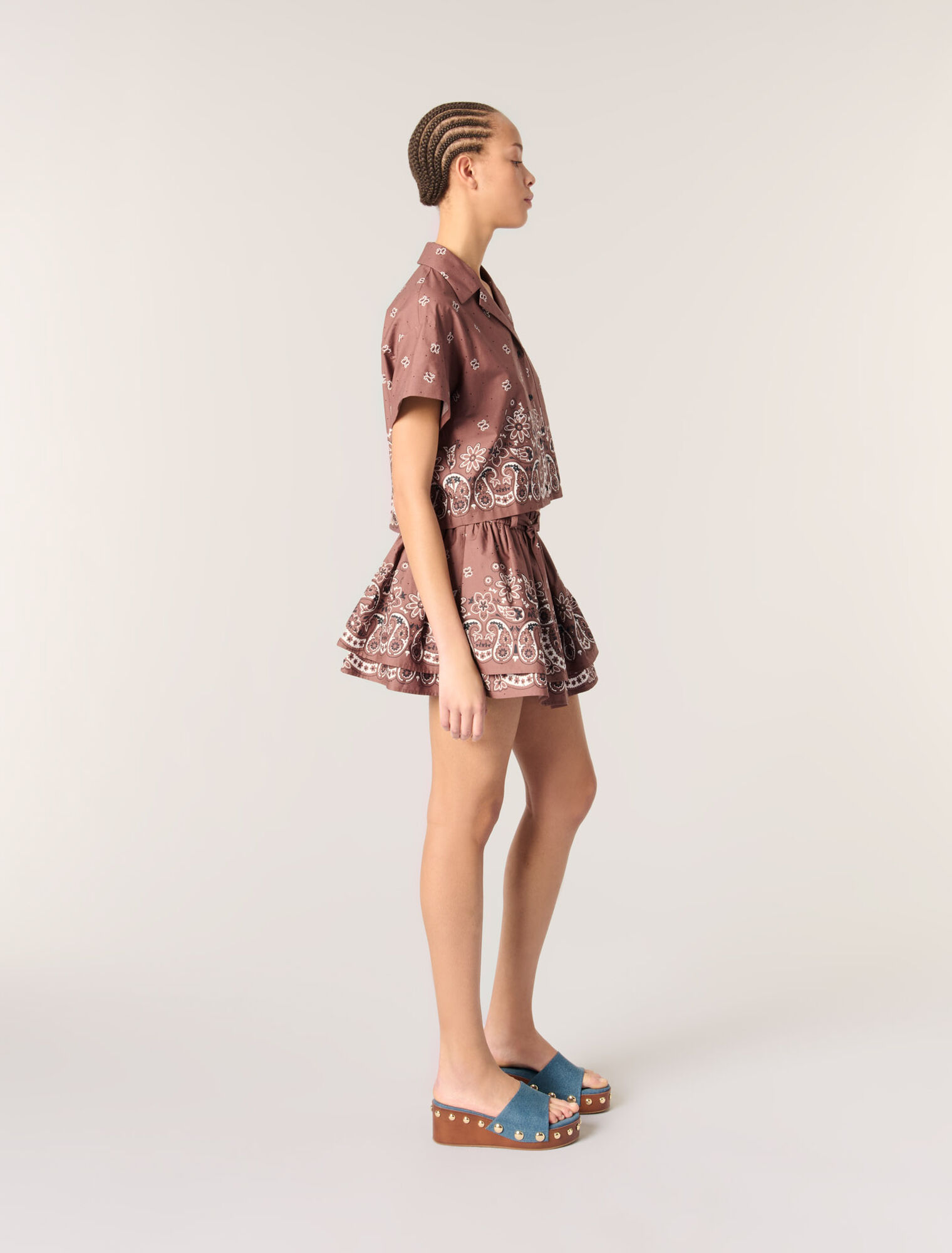 Camicia corta con stampa glitterata