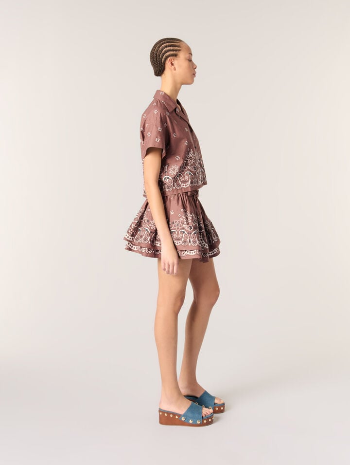 Camicia corta con stampa glitterata
