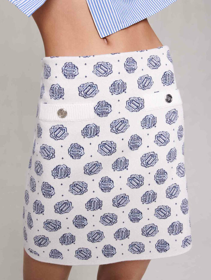 Gonna in maglia con stampa monogramma