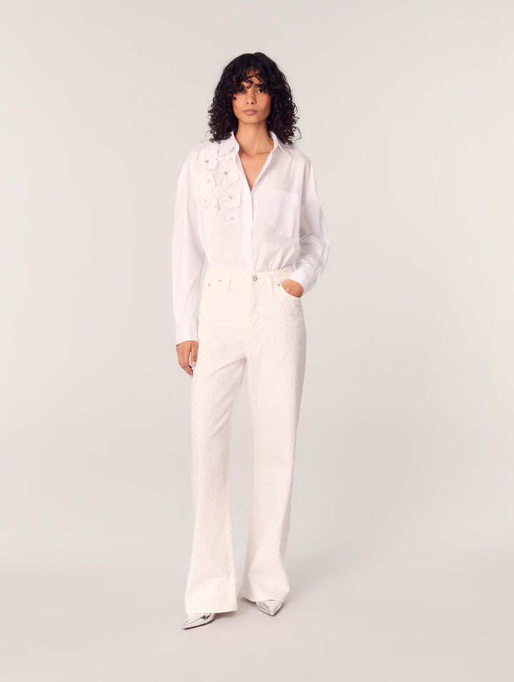 Camicia lunga ricamata a fiori