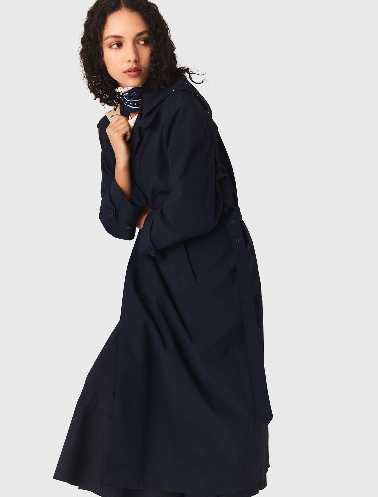 Trench cappuccio strass rimovibile