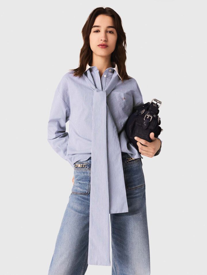 Camicia a righe con fiocco