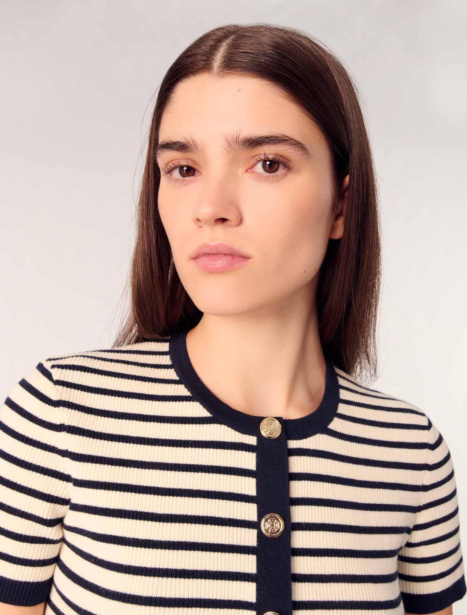 Cardigan corto in maglia a coste