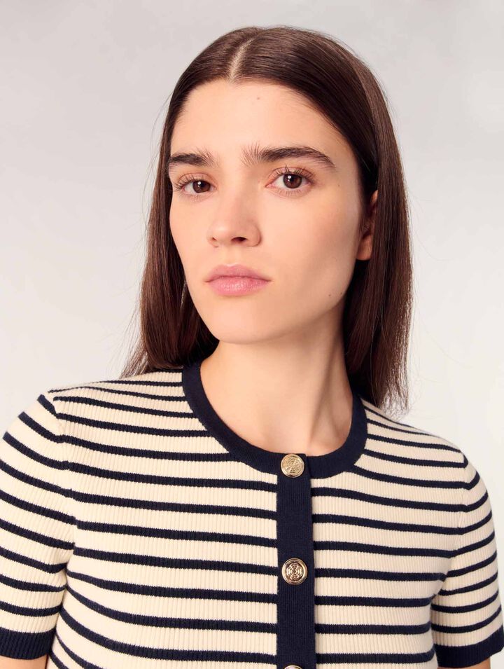 Cardigan corto in maglia a coste