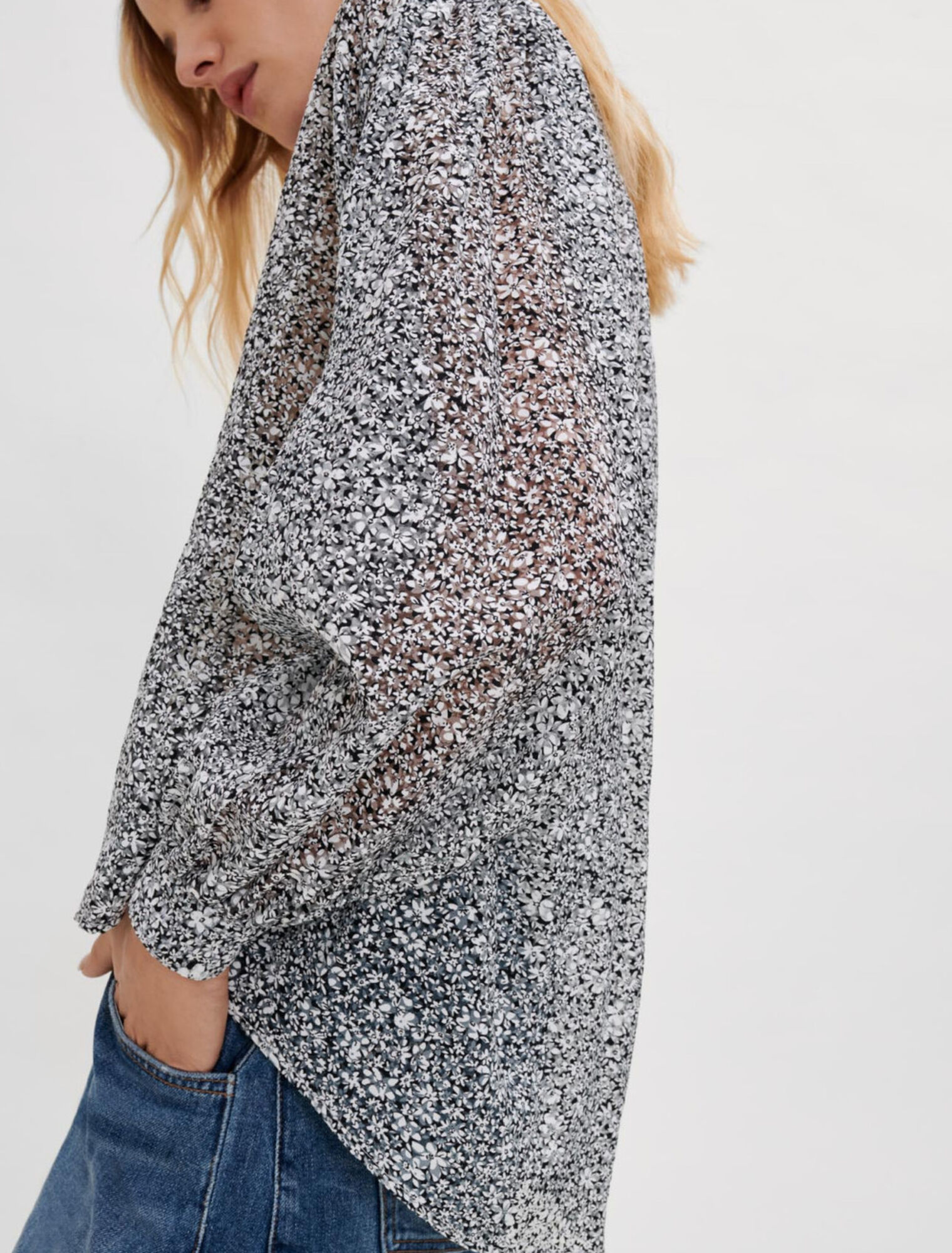 Camicia inclinata in jacquard stampato
