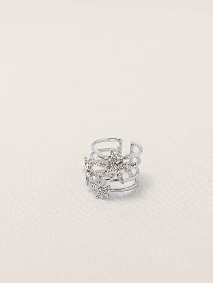 Anello a cerchi con stelle strass
